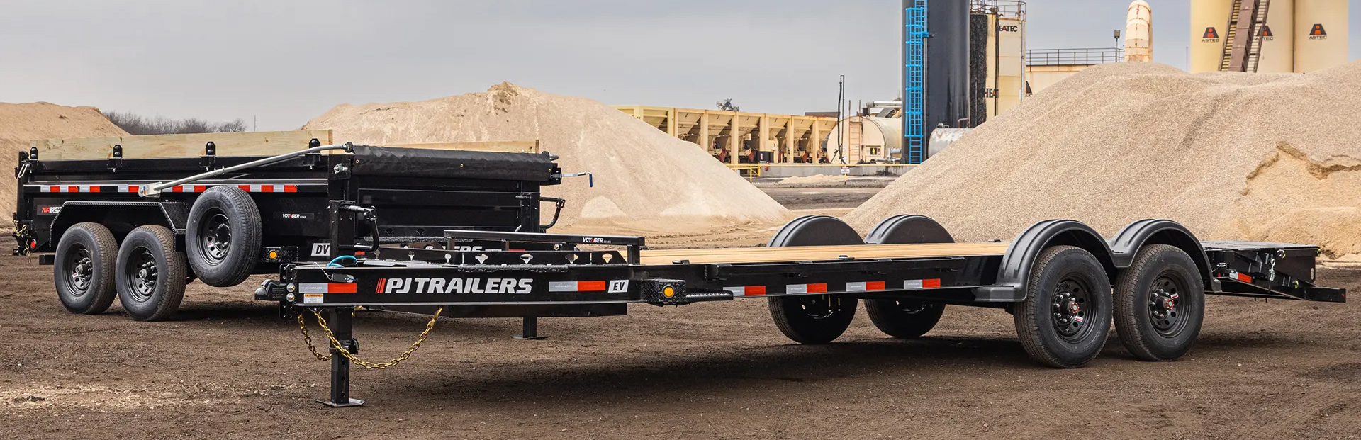 PJ Equipment Trailer Hauling Heavy Machinery